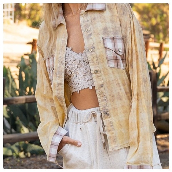 POL Western Washout Grunge Plaid Top - Picture 8 of 12